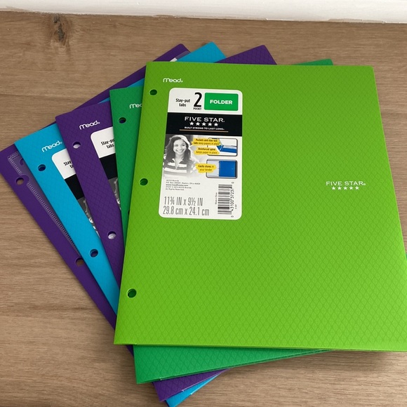 12 pocket accordion folder and 5 2 pocket poly plastic 3 ring  binder folders. - Picture 5 of 7